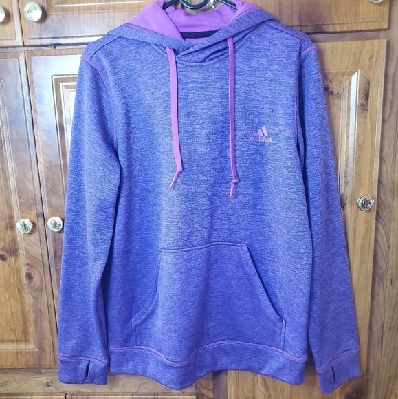 ADIDAS Purple Heathered Climawarm Hoodie Size M 12-14 - Picture 1 of 8